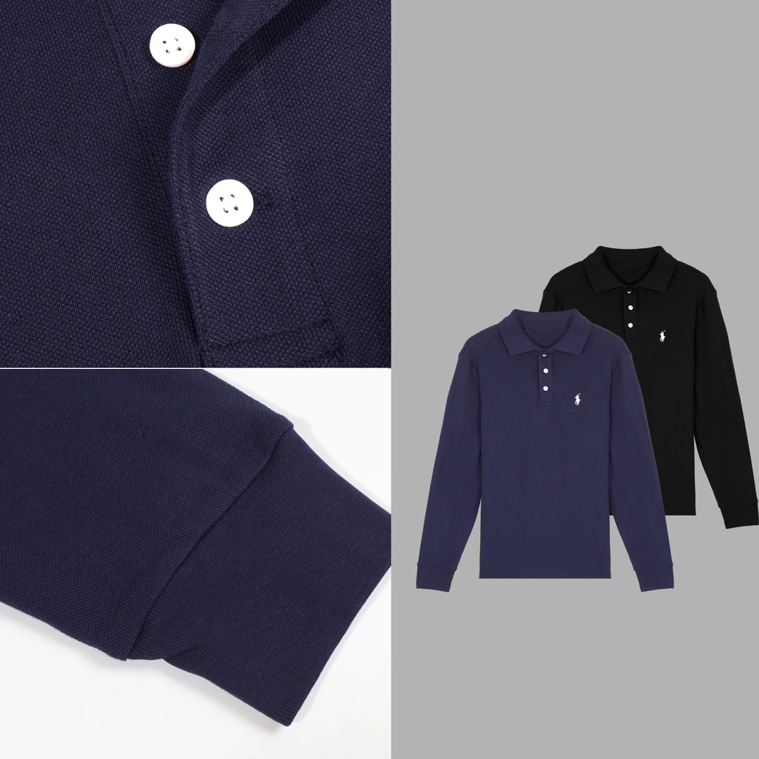 凯特丝蓓3544#【珀络】经典小马刺绣长袖翻领打底针织衫