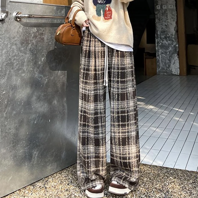 02924 毛呢格子裤 加绒&不加绒