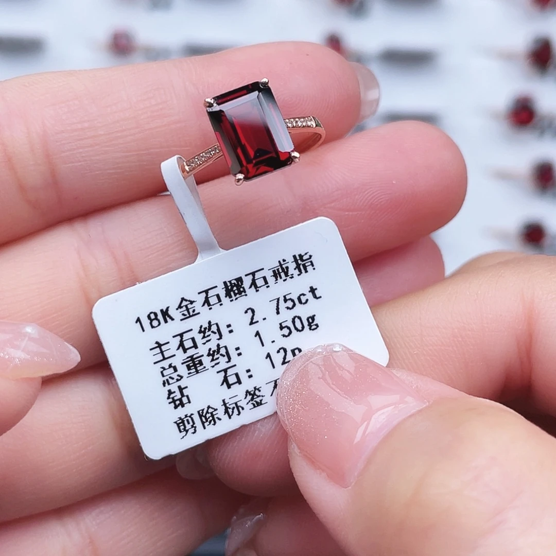 戒指石榴石18K金镶嵌