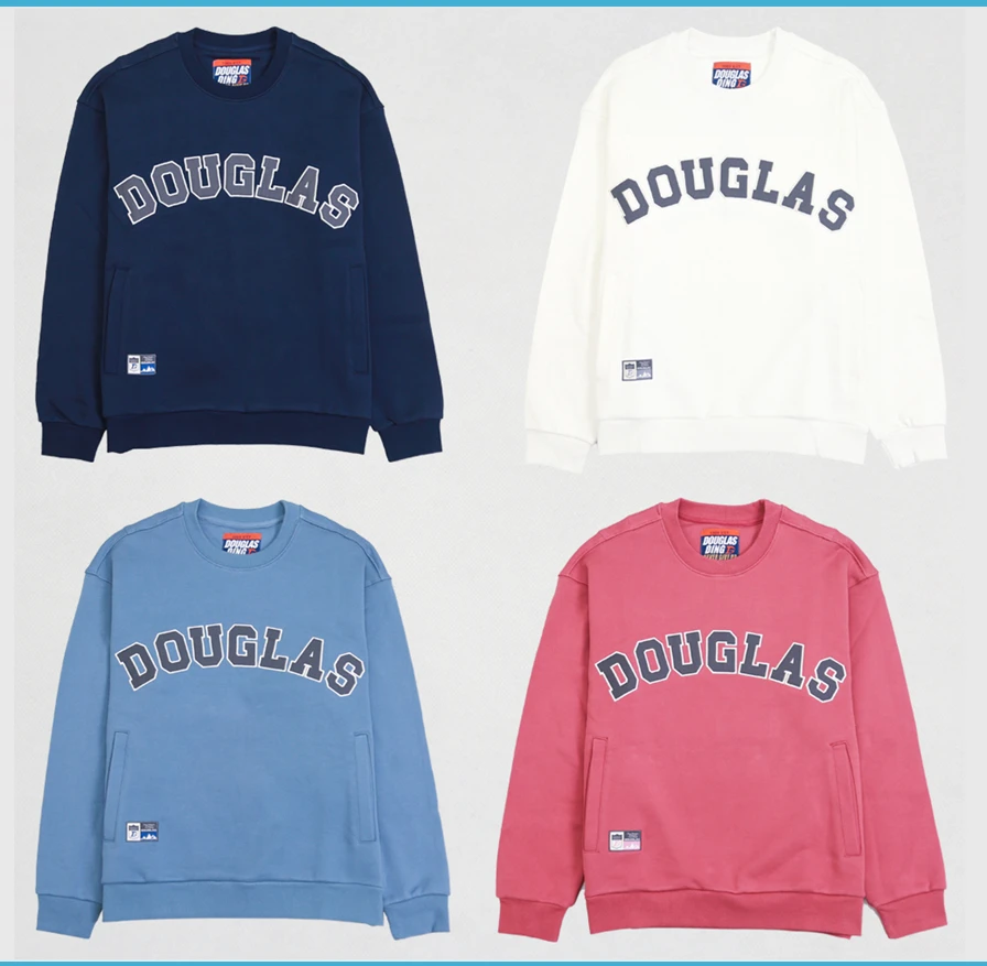 【道格拉斯】四个颜色带口袋精梳棉贴布刺绣休闲春秋男士卫衣DD328