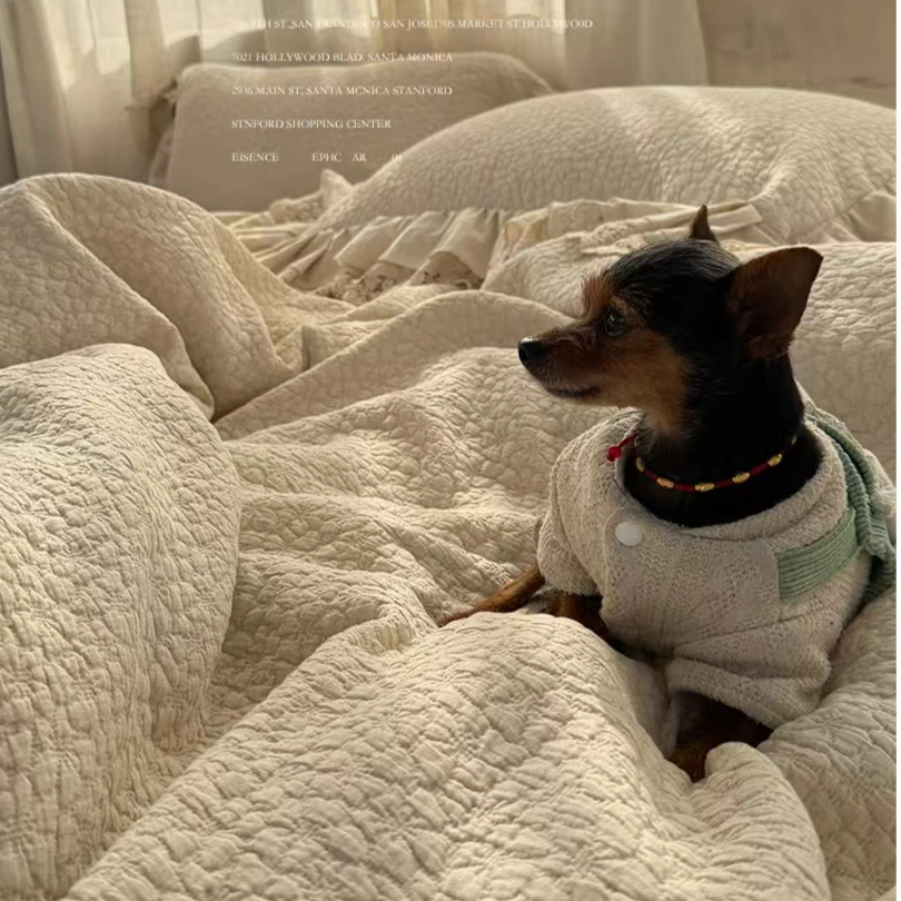 【素麻】小苍兰 空气层棉麻四件套