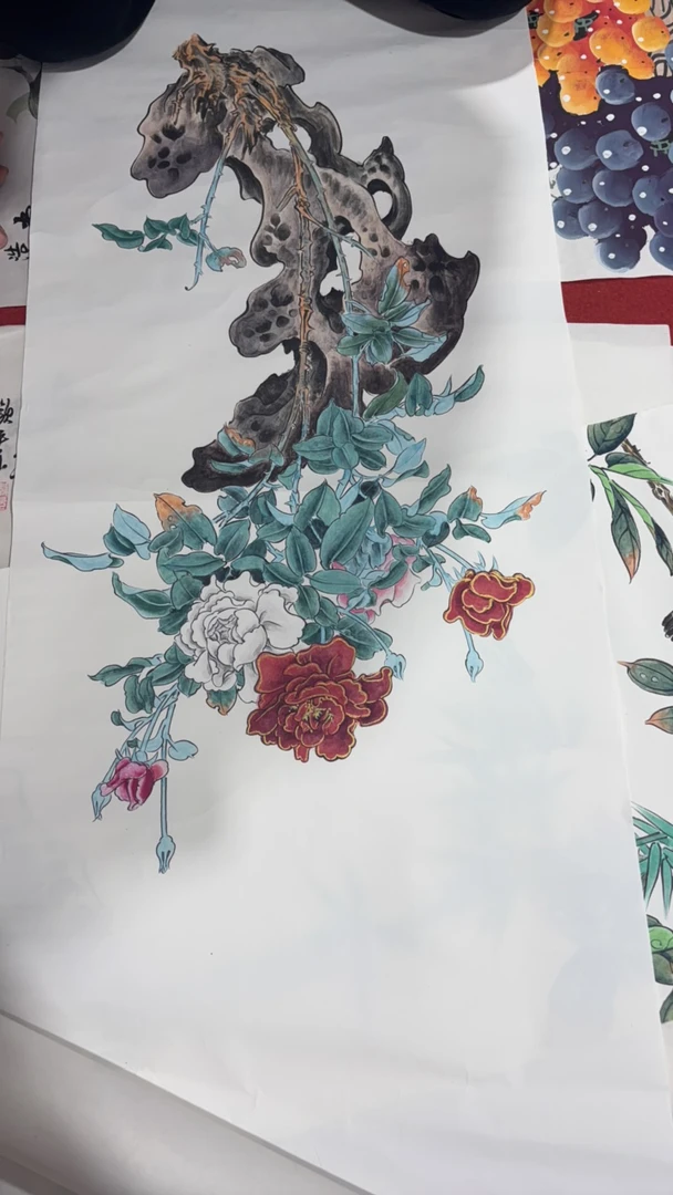 中国画牡丹竖幅装饰画