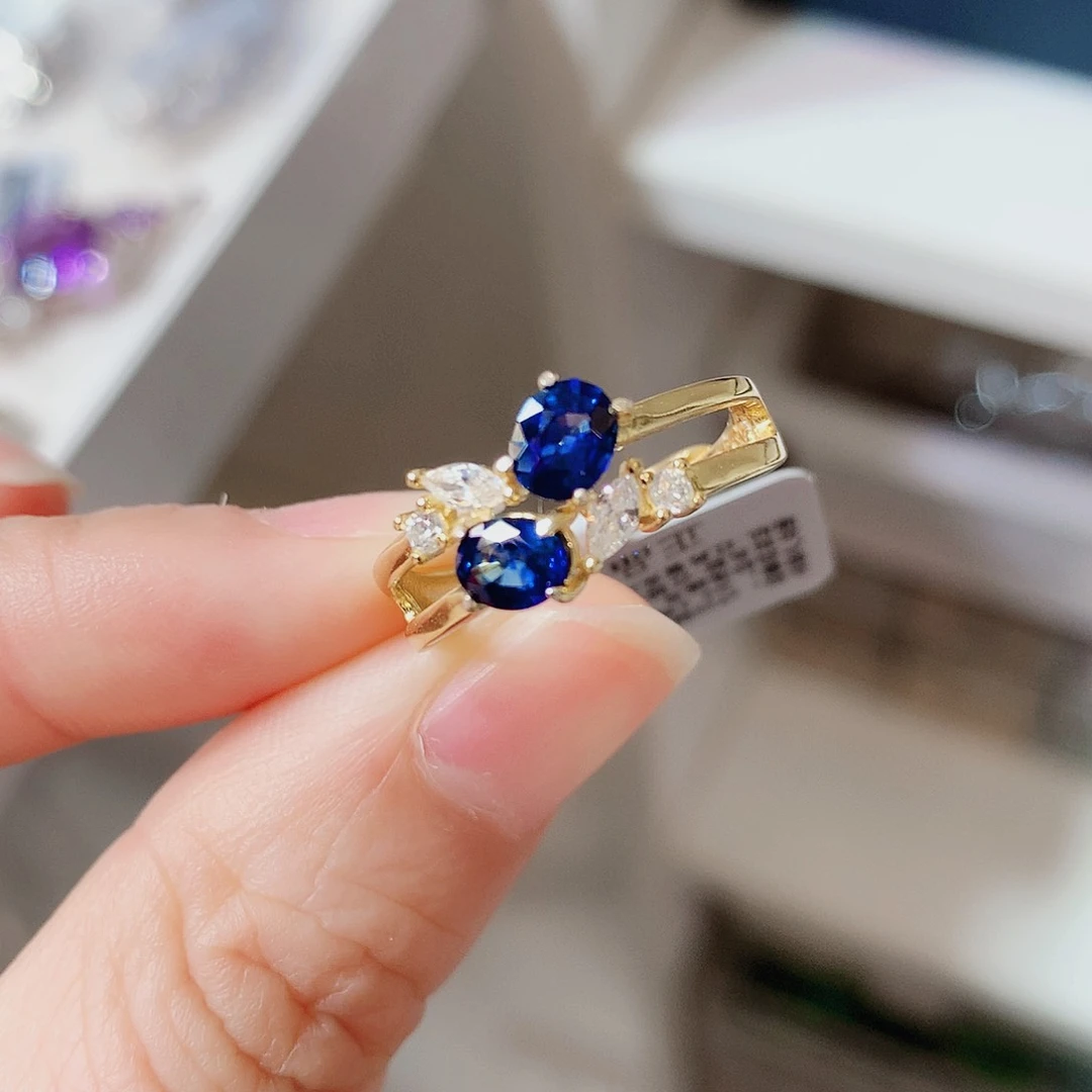 戒指蓝宝石银S925镶嵌