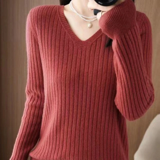 V领针织衫，西式外衫，宽松套头衫，2023秋冬新款针织衫，简单修