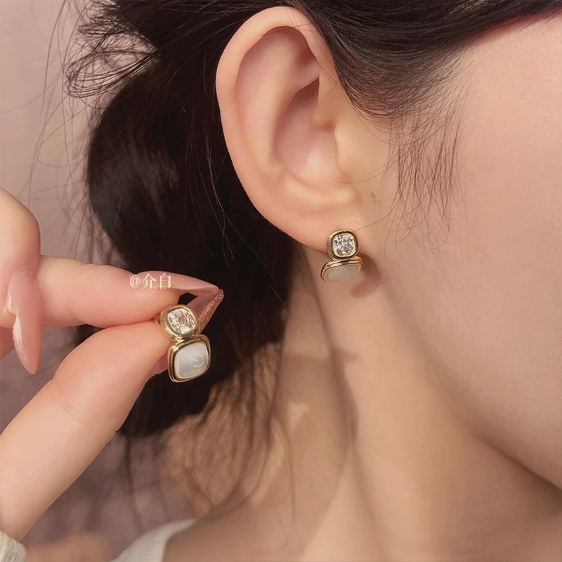 铜合金耳饰 简约耳饰小众少女风日韩气质女几何原创设计耳钉ins