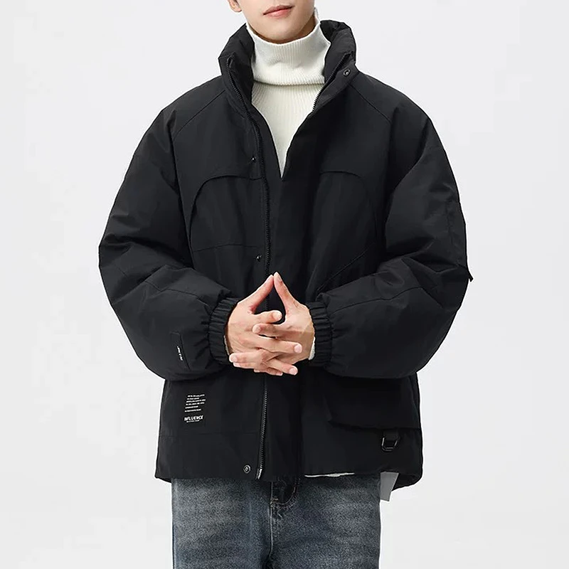 时尚百搭立领羽绒服短款情侣男装潮流保暖日系ins外套宽松