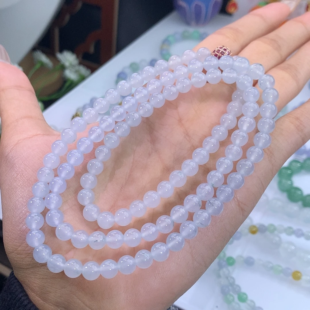 翡翠未镶嵌手链45号 白月光飘花项链