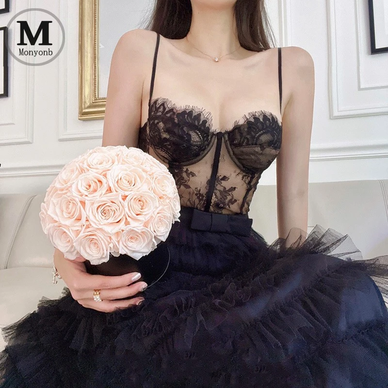 别致吊带背心女外穿带胸垫美背西装打底内搭法式鱼骨性感蕾丝上衣