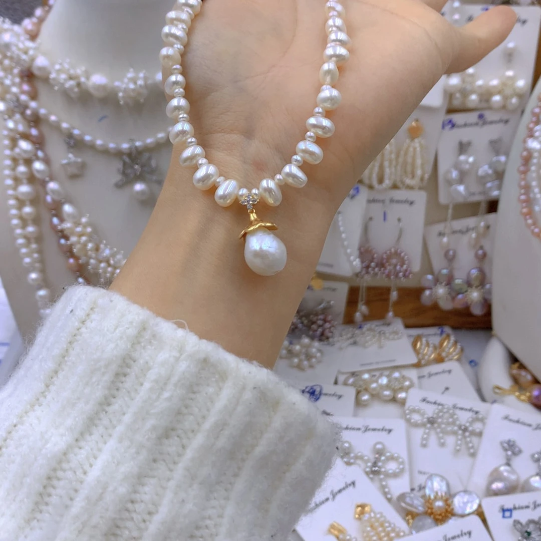 淡水珍珠耳饰合金