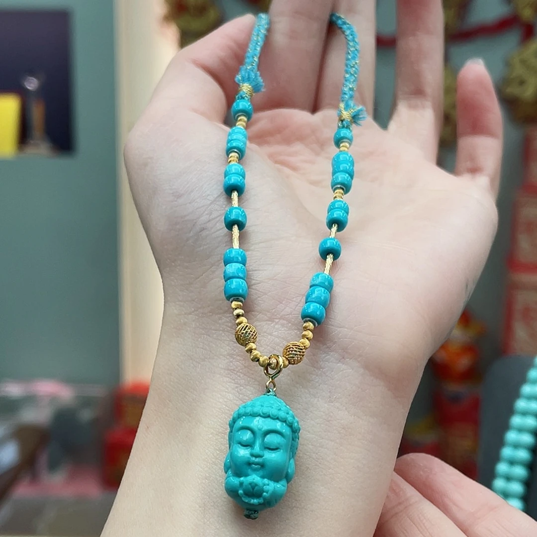 绿松石颈饰18K金镶嵌