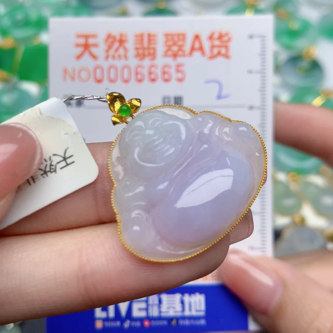 翡翠18K金镶嵌颈饰美**?佛公