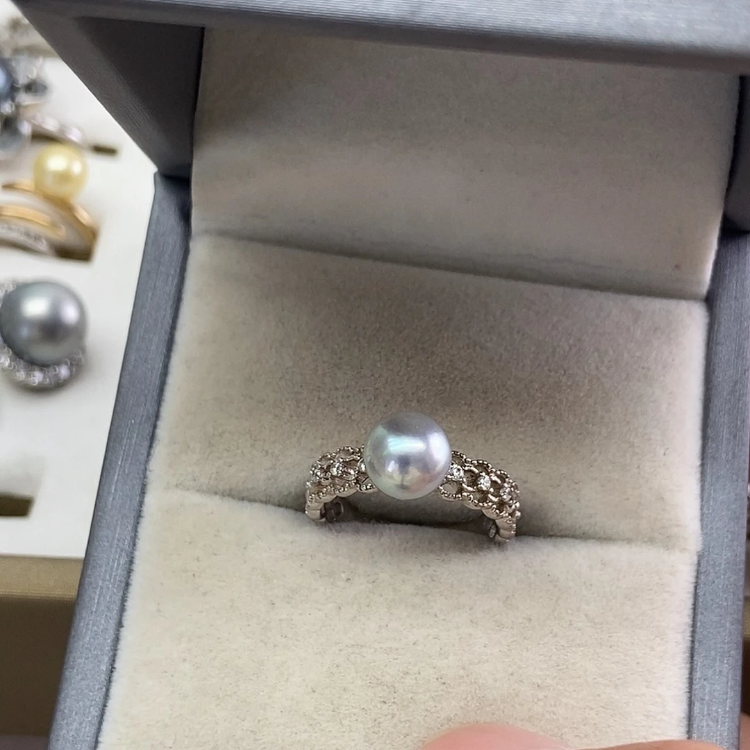 海水珍珠银S925镶嵌戒指