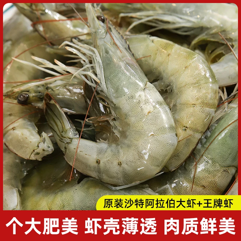 王牌大虾鲜活速冻超大基围虾海虾厄瓜多尔盐冻白虾南美对虾类海鲜