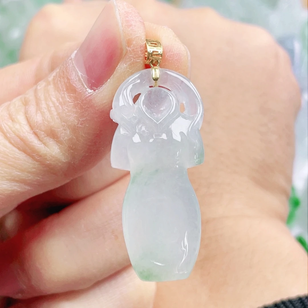 翡翠吊坠(不含链)18K金镶嵌