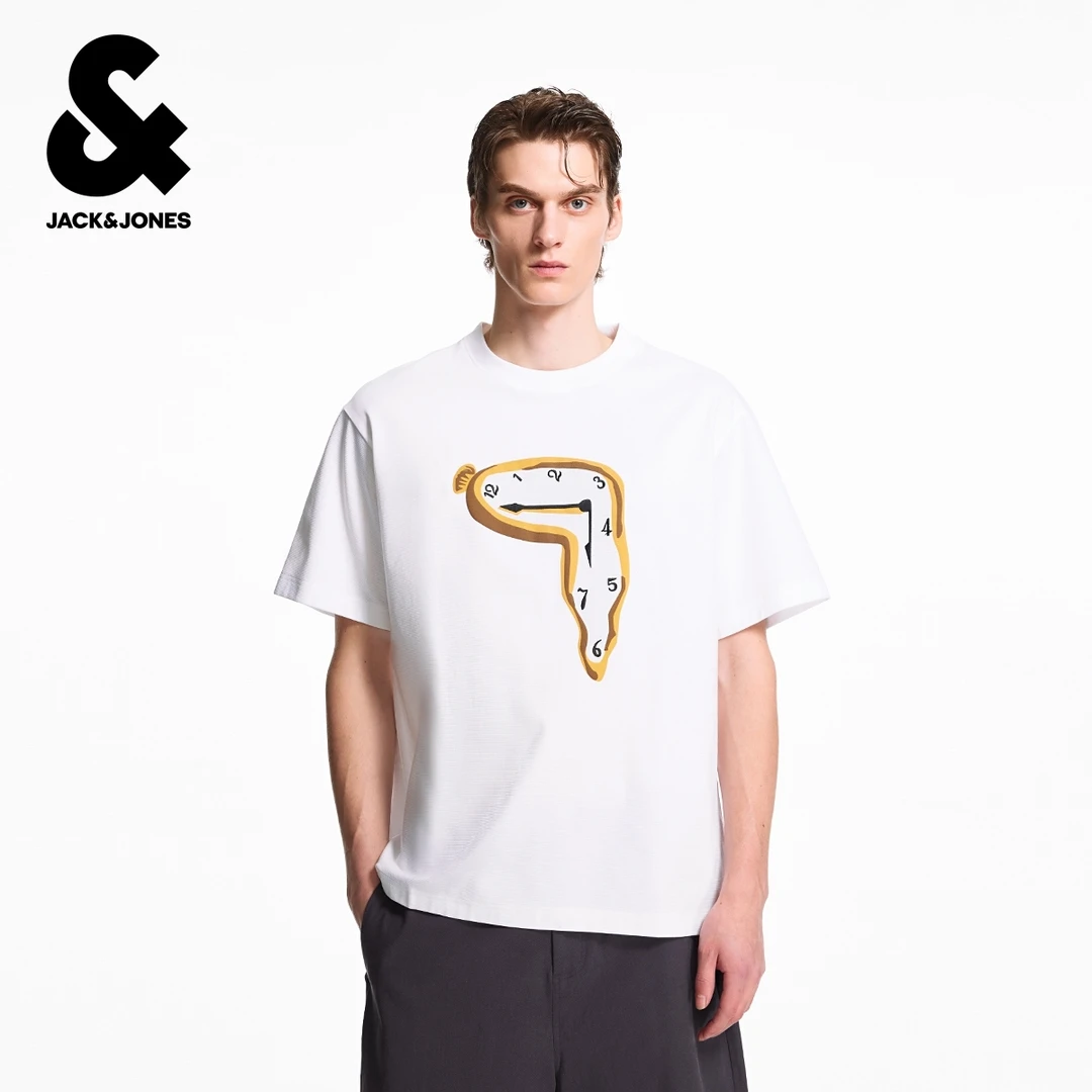 杰克琼斯DALI联名秋季胸前印花舒适百搭休闲时尚宽松上衣短袖T恤