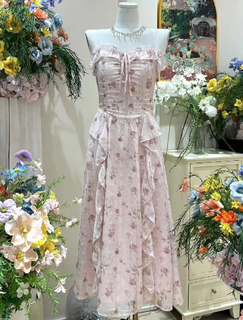 碎花松紧腰印花不褪色法式连衣裙