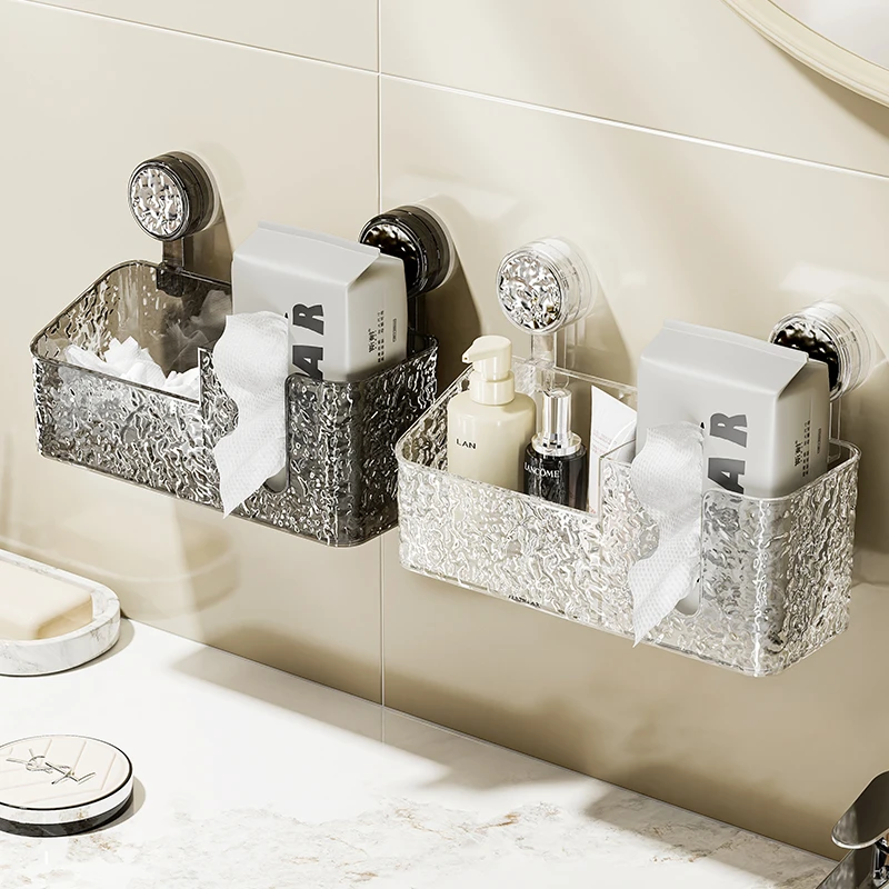 吸盘卫生间置物架壁挂式厕所浴室洗漱台化妆品湿纸巾洗脸巾收纳盒