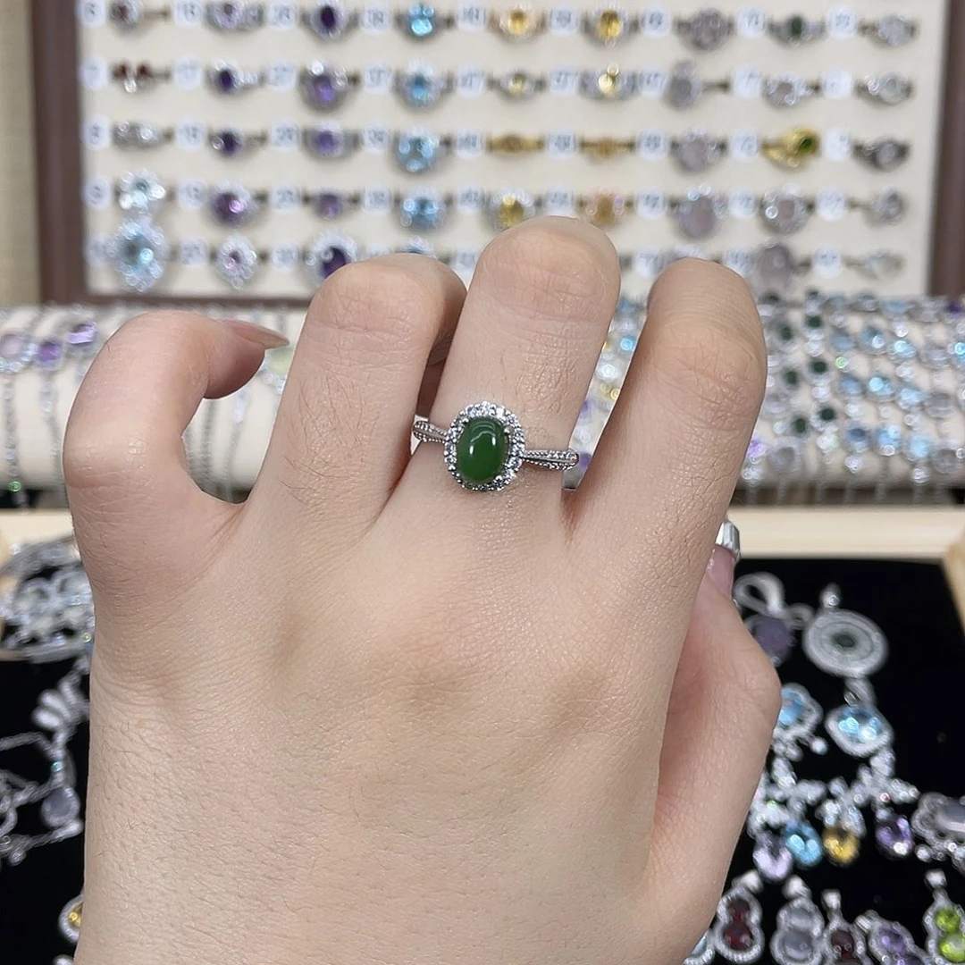 *****和田玉（碧玉）银S925镶嵌戒指