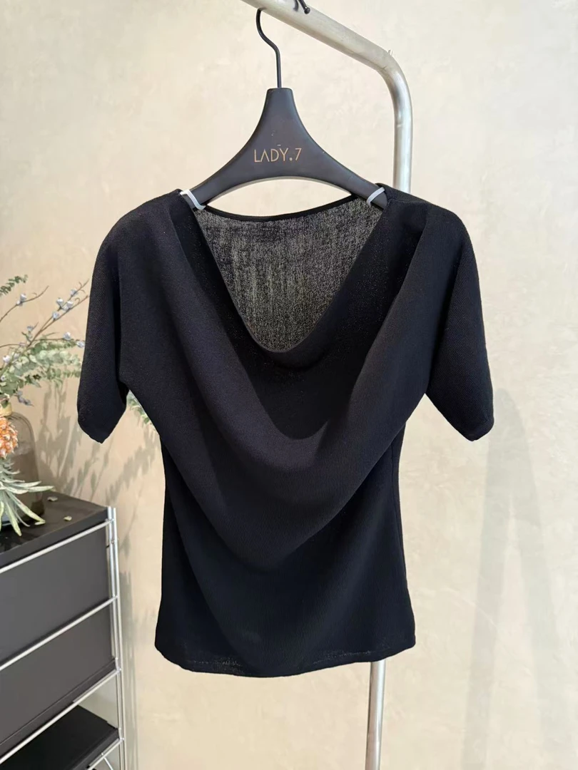 SIQIBIAN ｜25夏季新品黑色针织T恤-SQ099