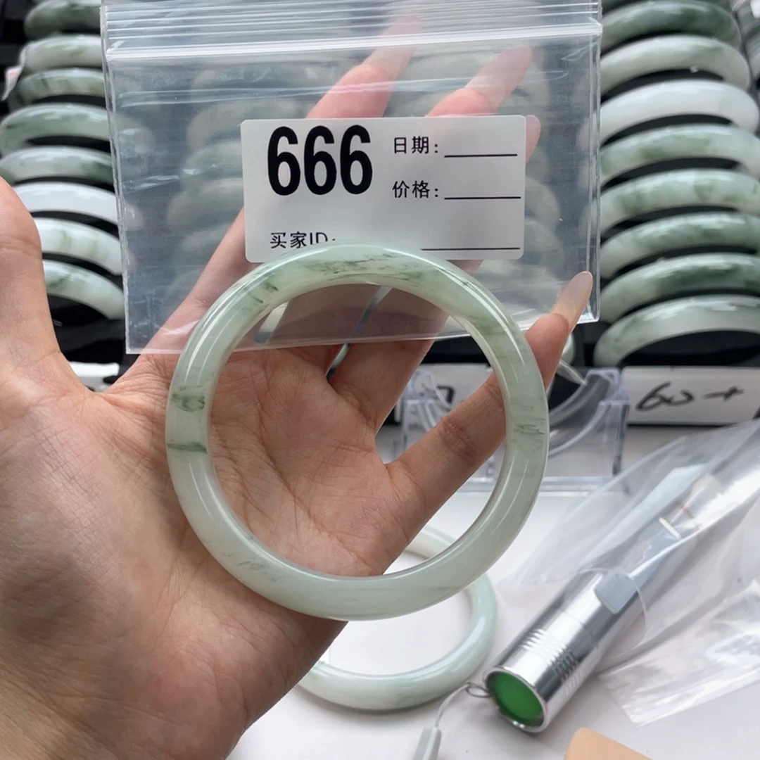 石英质玉（天山翠）手镯未镶嵌666