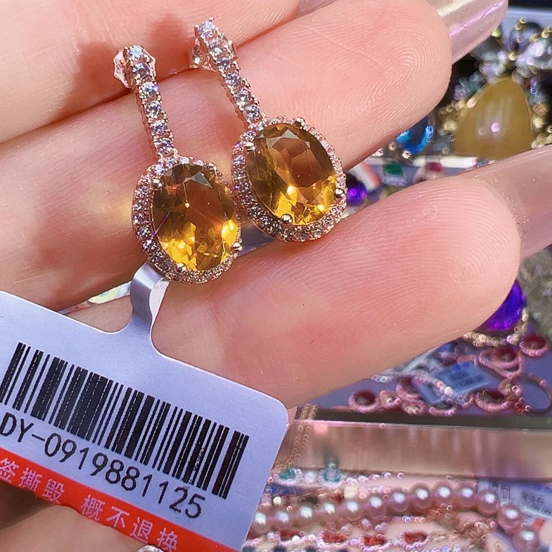 黄水晶银S925镶嵌水晶