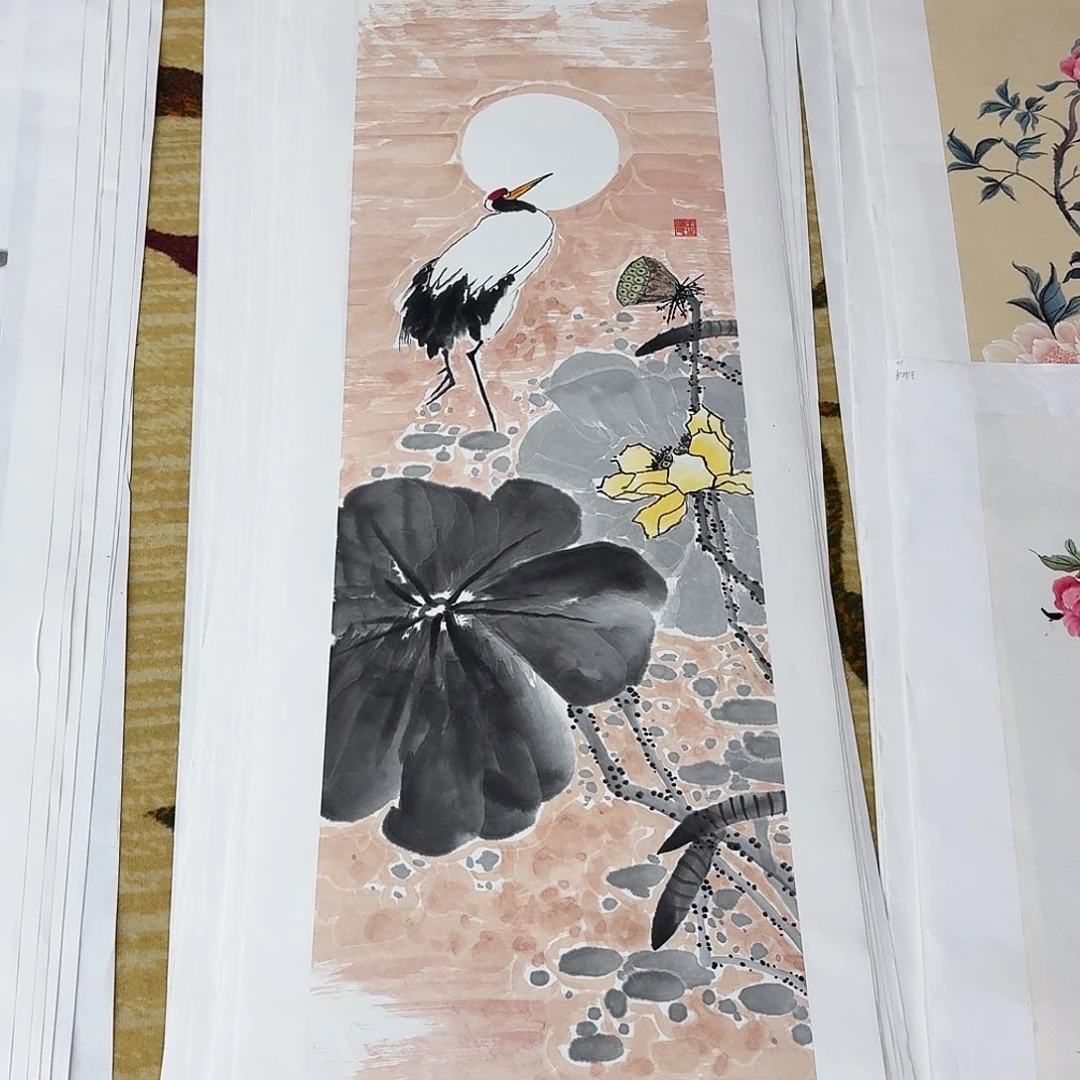 国画四尺对开手绘作品