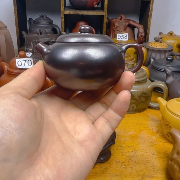 茶壶紫砂紫砂壶铁血红砂小苹果100cc内