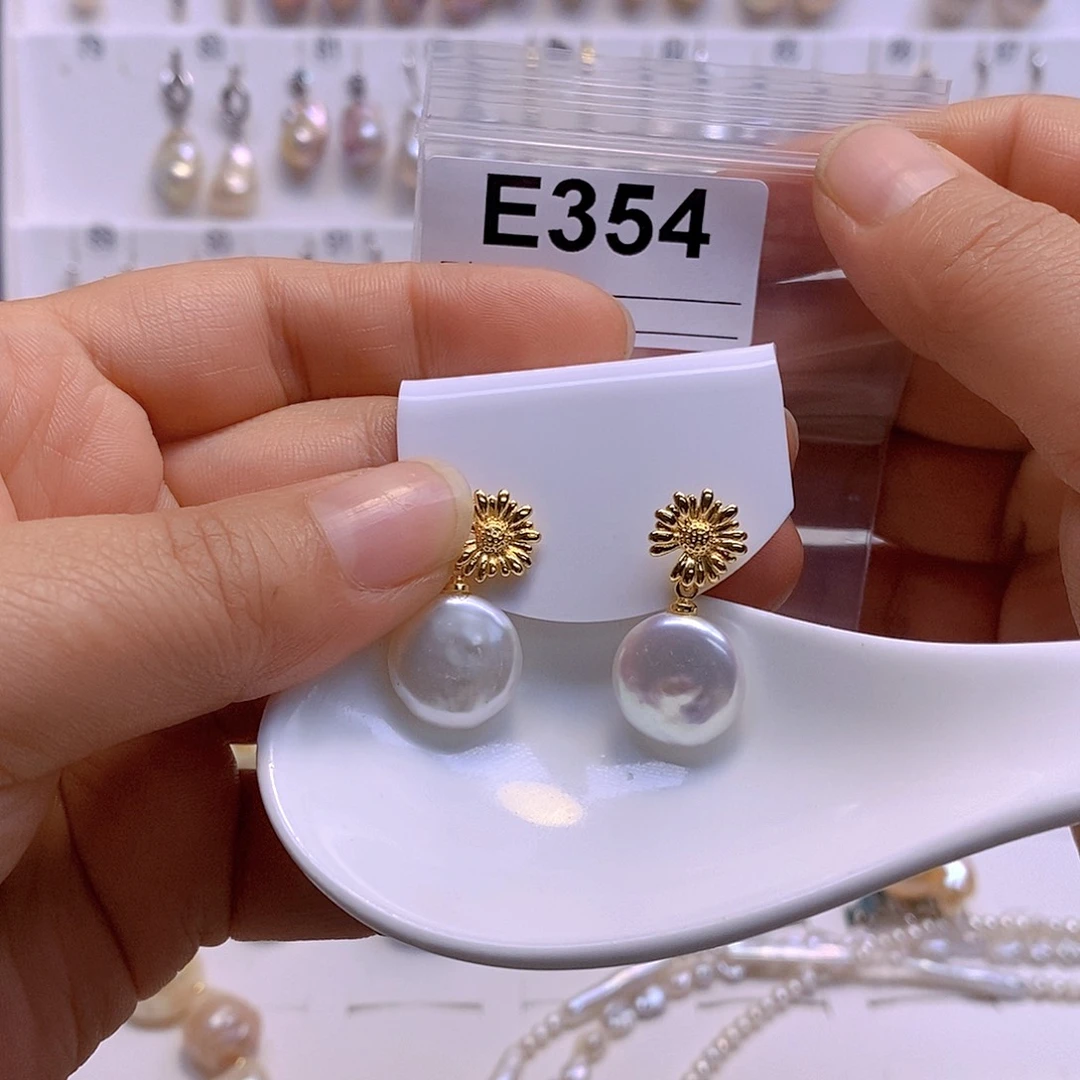 淡水珍珠耳饰银S925镶嵌