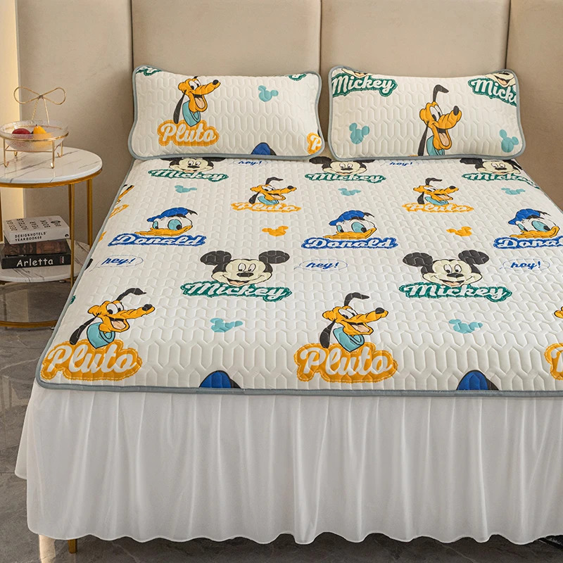 新款卡通凉感丝凉席床裙款单双人款床裙款