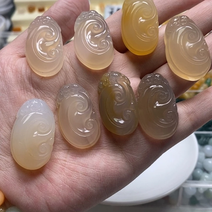 玛瑙/玉髓吊坠(不含链)未镶嵌大如意2个