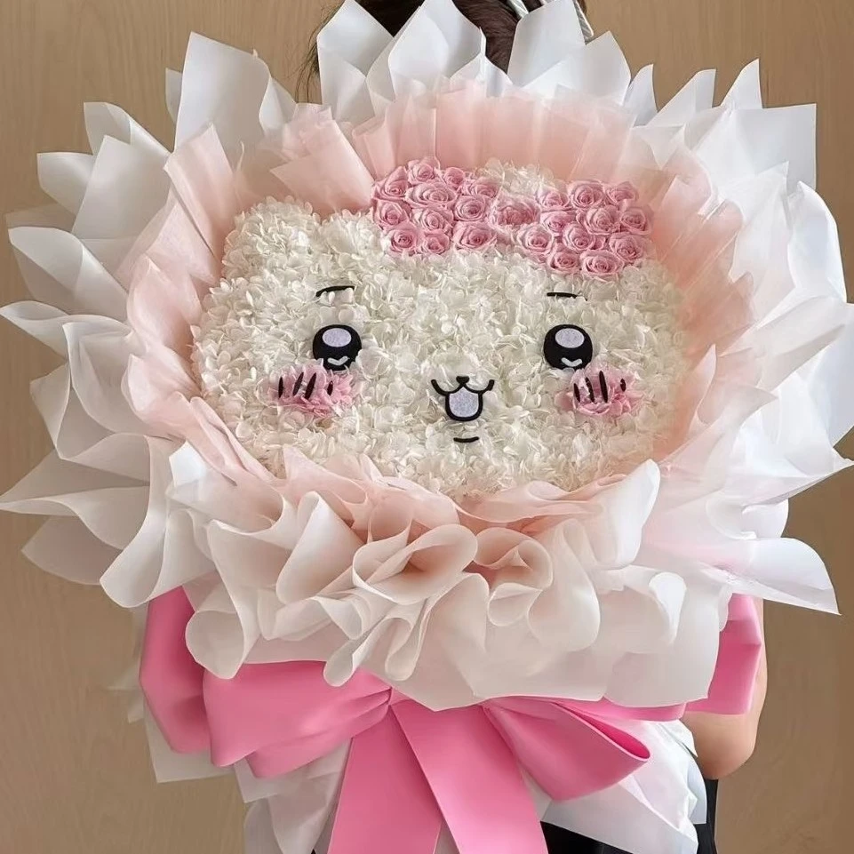 吉娃玩偶送女友闺蜜生日礼物手工花永生花hellokitty花束玫瑰花
