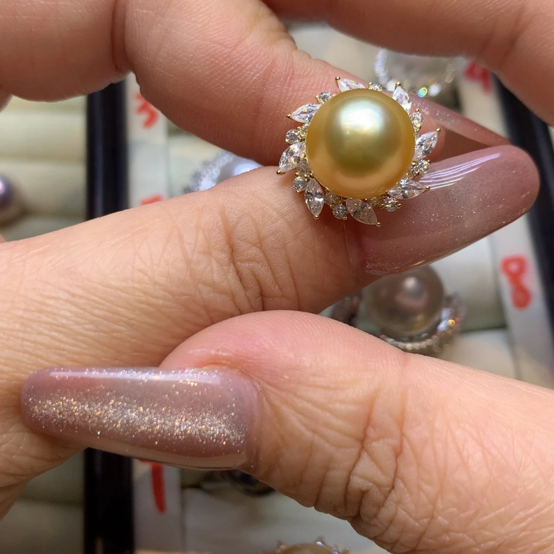 银S925镶嵌戒指海水珍珠