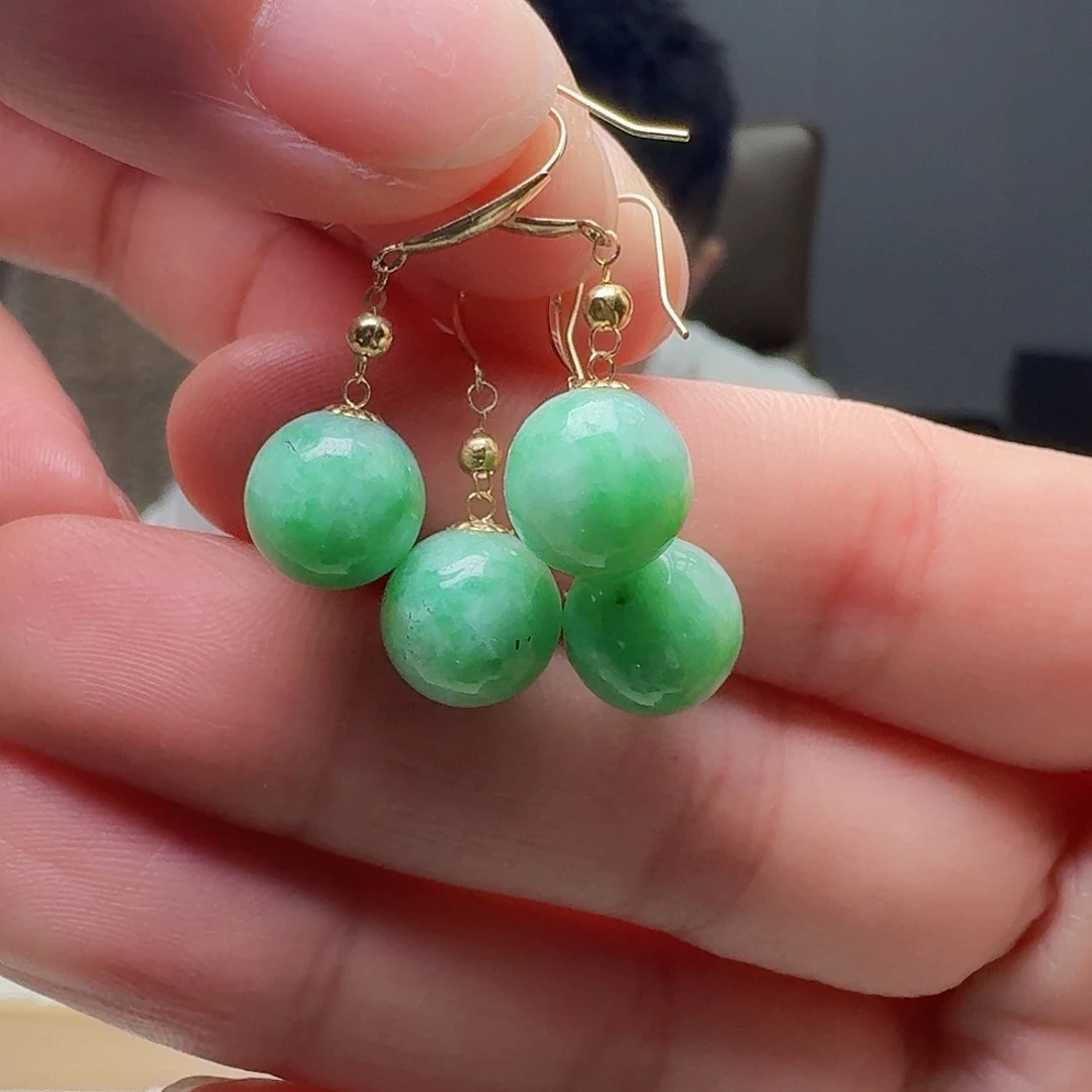 翡翠18K金镶嵌耳饰多样性发货其一