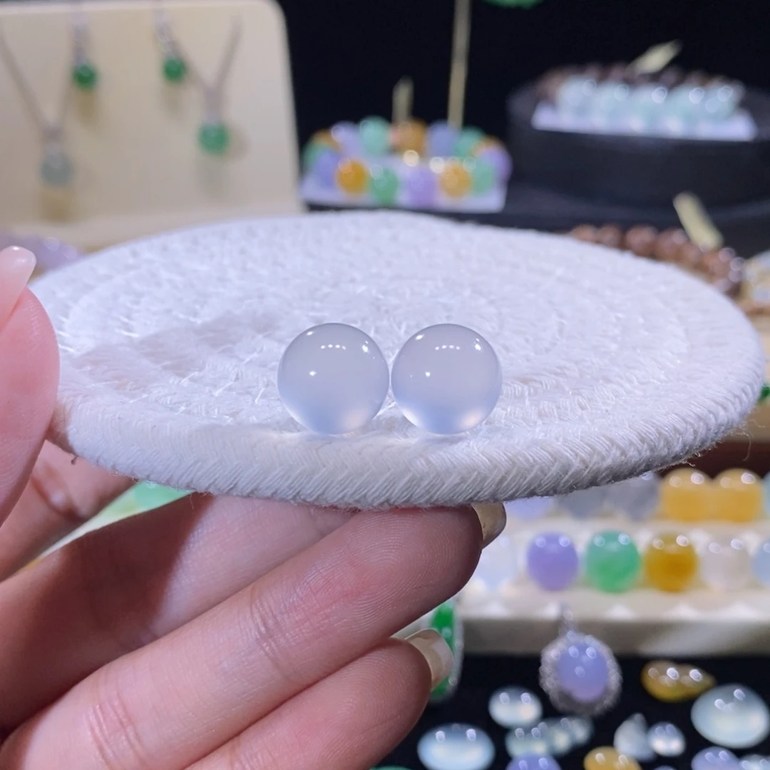 翡翠未镶嵌颈饰高冰白月光卡12