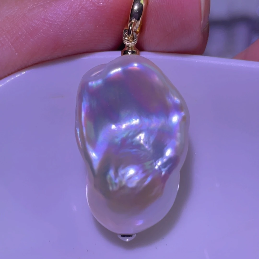 银S925镶嵌天然淡水珍珠吊坠淡水珍珠