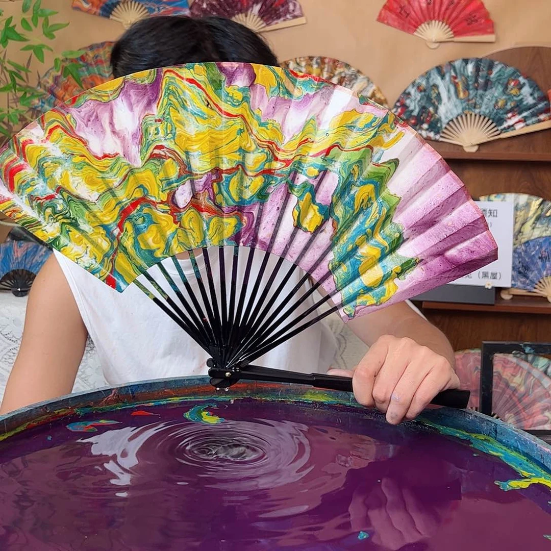 扇子非遗传承 8寸漆扇紫色飞天