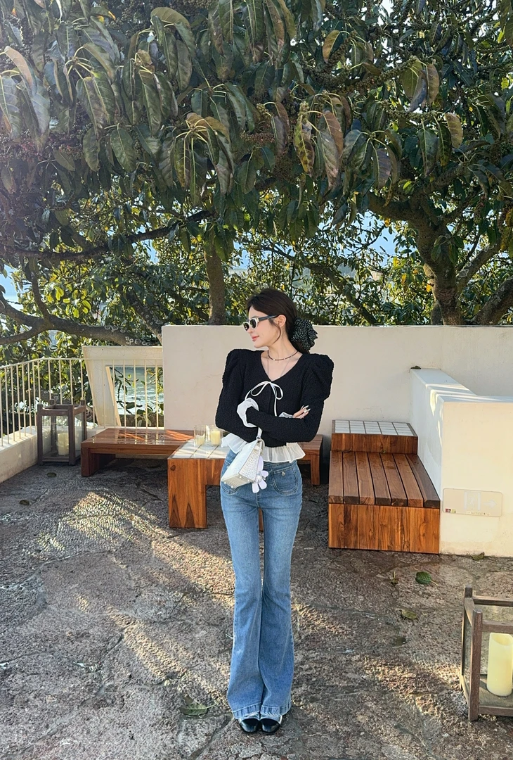 米娜家【赫本风~】泡菜订制泡泡袖皱皱上衣