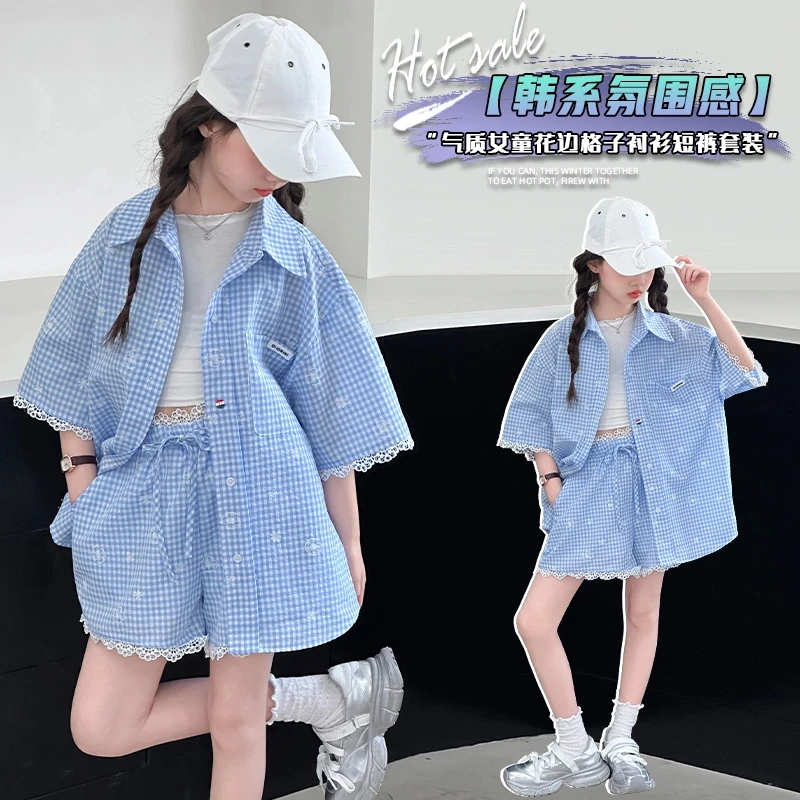 女童夏装套装2025新款6-12岁15岁中大童装休闲宽松洋气宽松两件套