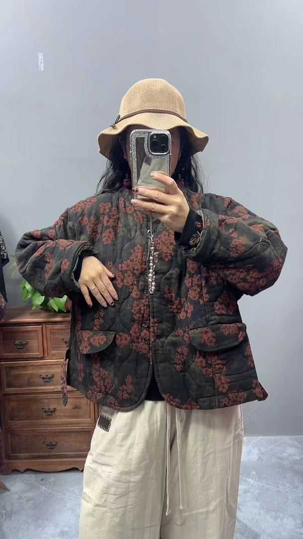 8705秋冬新款时尚气质显瘦遮肉洋气休闲女加厚宽松韩版小棉袄外套