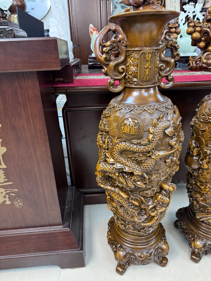 龙凤吉祥花瓶摆件高100cm