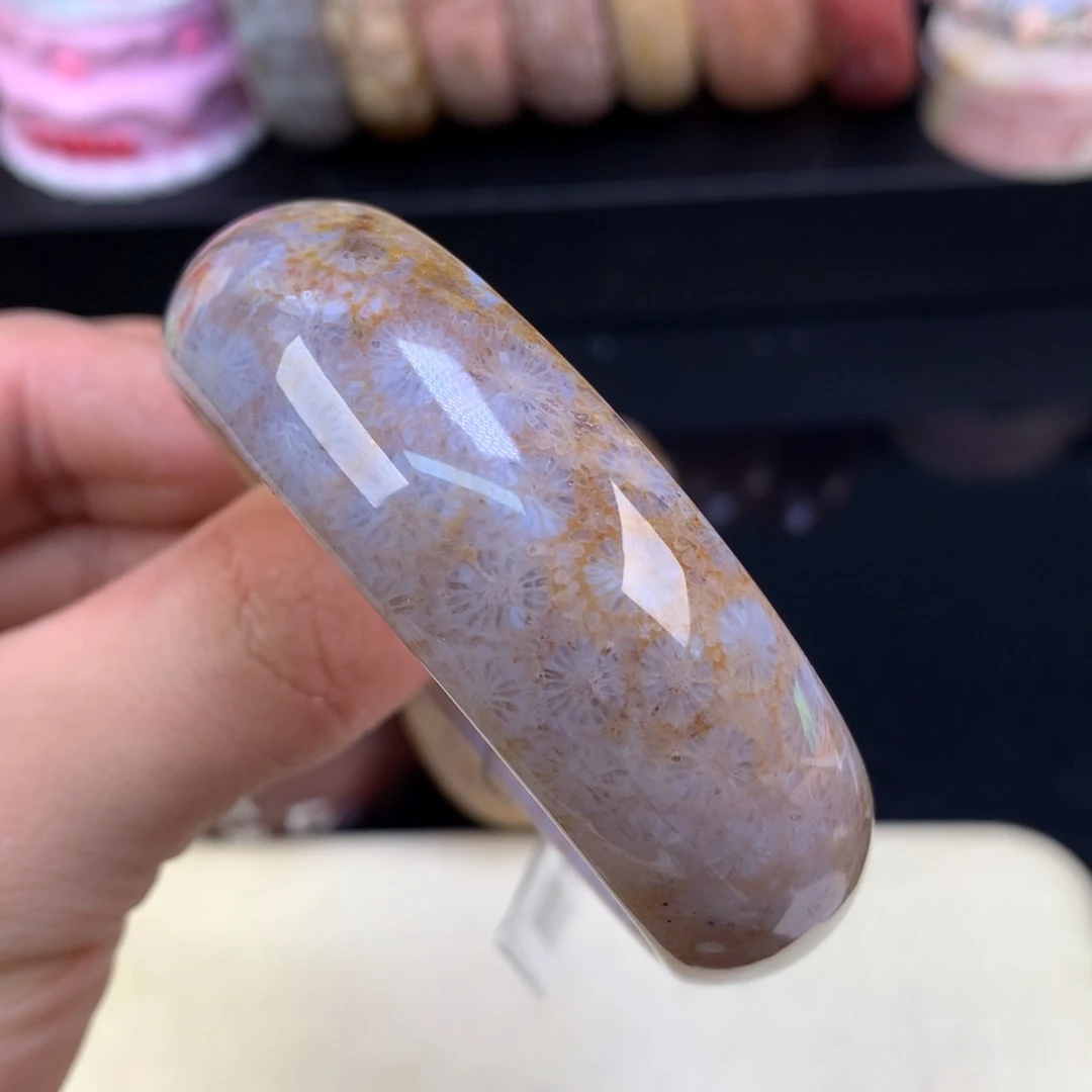 硅化珊瑚（珊瑚玉）未镶嵌颈饰65号54.6圈紫底花