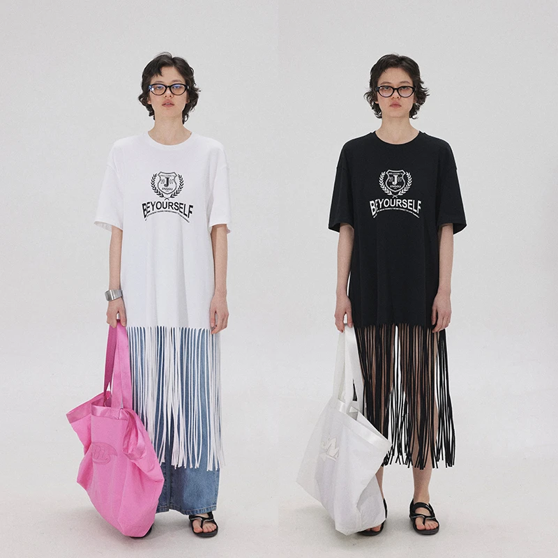 JGGU黑标【流苏倩影】纯棉印花流苏连衣裙牛仔休闲百搭JG11230486