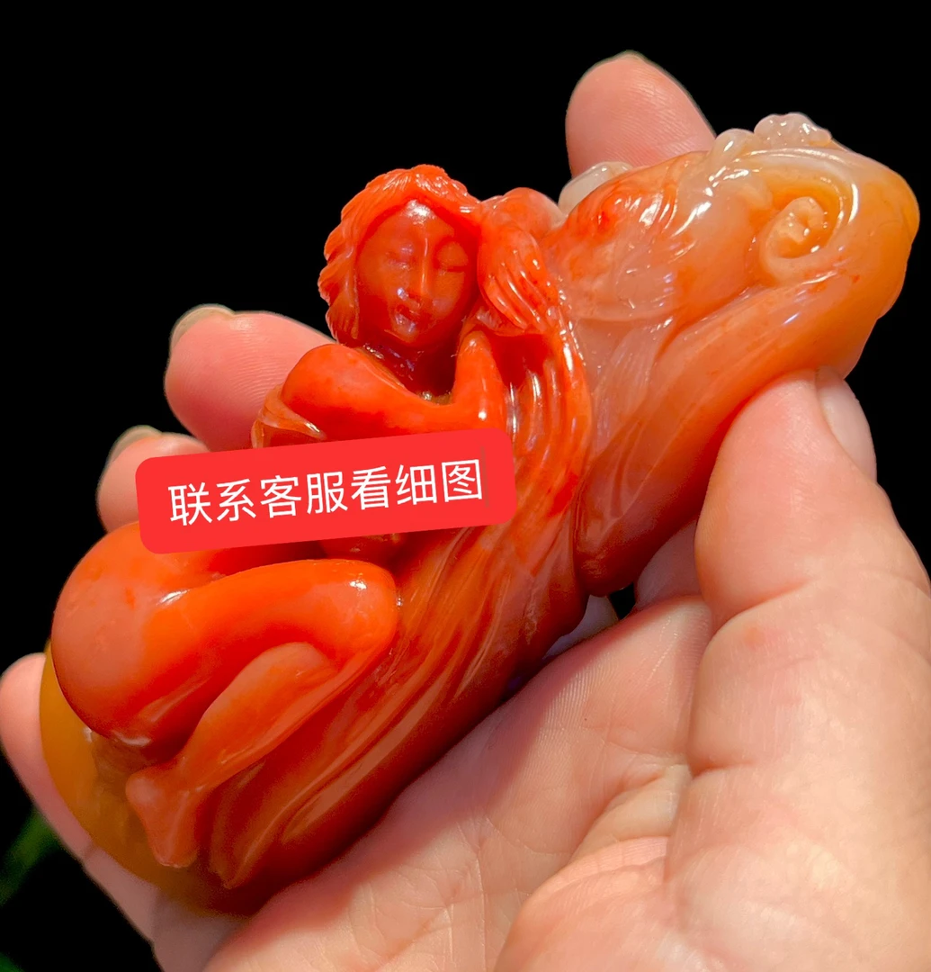 精品银裹金田黃美女雅玩 重189.7克 尺寸10.8/4.3/3.4cm