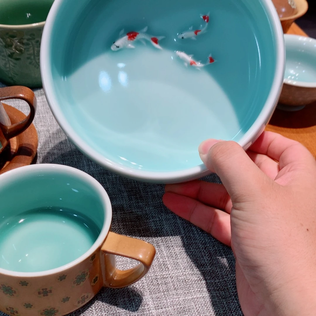 熳***烟龙泉青瓷茶具杯子