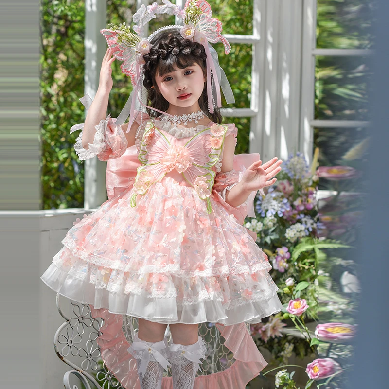 花仙子洛丽塔女童公主裙2025新款夏连衣裙儿童女孩生日绝美礼服裙
