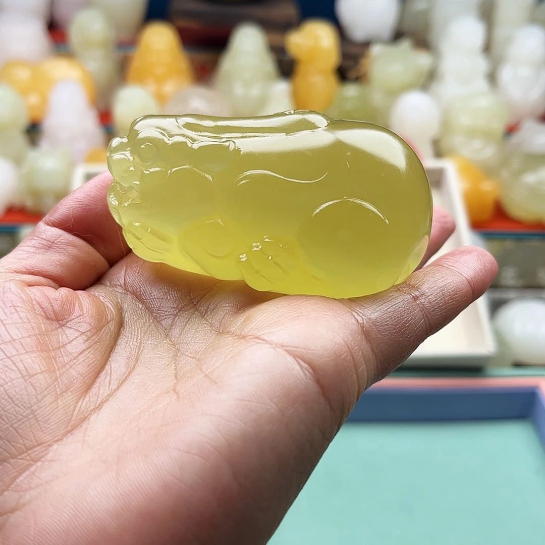 葵***花石材貔貅手吧摆件