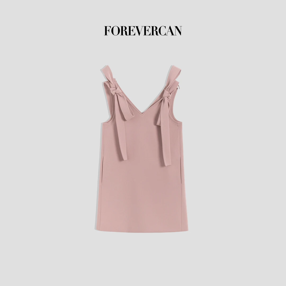 FOREVERCAN“约克漫步”V领蝴蝶结吊带背心连衣裙 SD21769