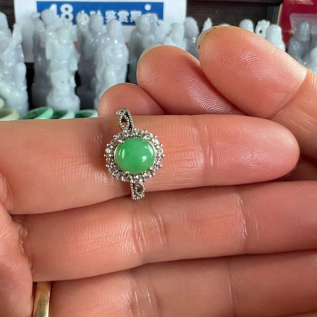 翡翠未镶嵌手镯天然翡翠银托戒指