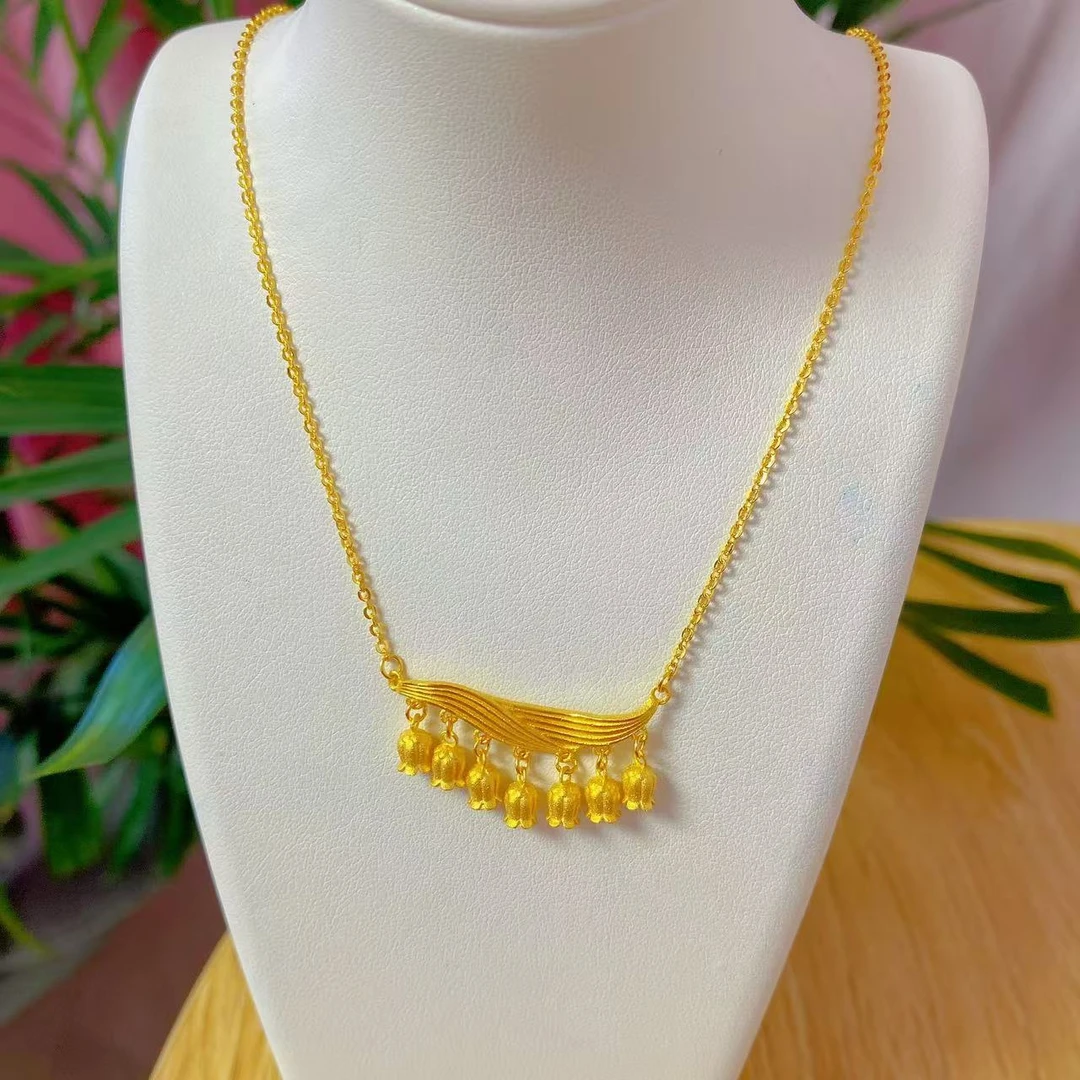 足金999    经典百搭铃兰花套链