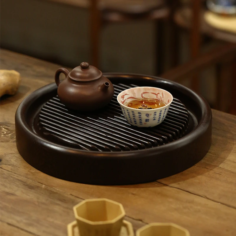 胶木茶盘 | 真32支材质 直径30cm 干泡湿泡两用 文人茶盘 滤水槽